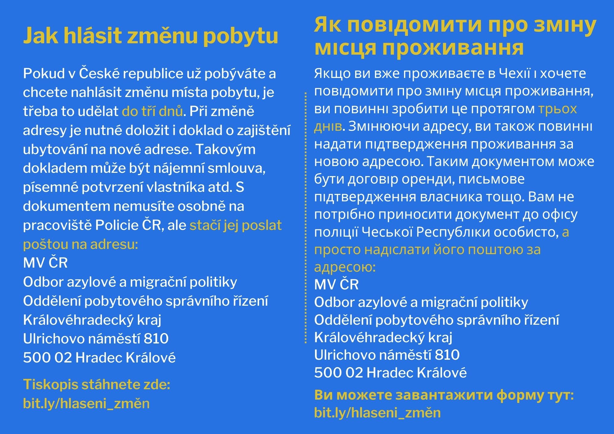 Як повідомити про зміну місця проживання