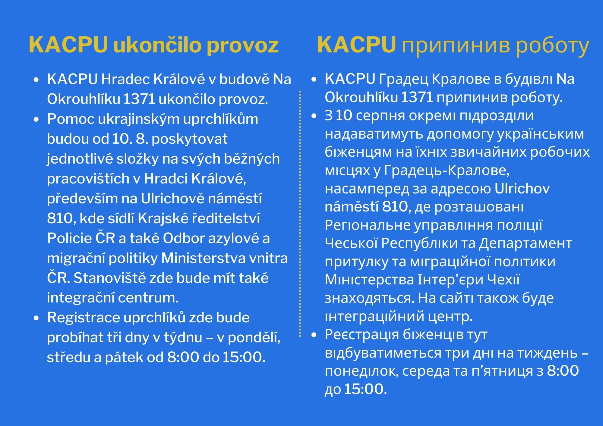 Градецький КАКПУ припинив роботу, окремі підрозділи допомагатимуть біженцям на робочих місцях