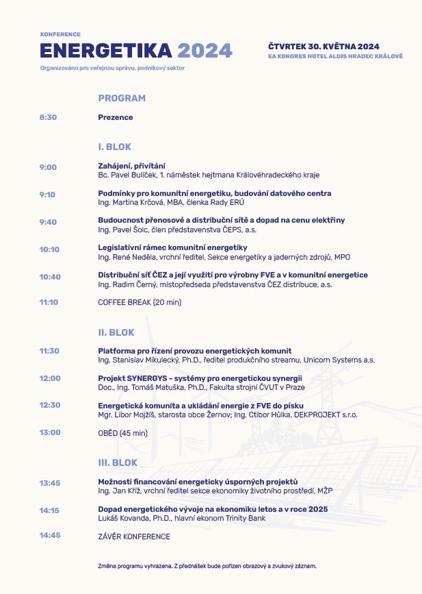 Konference Energetika 2024: V Hradci Králové budou znovu debatovat špičky v oboru energetiky