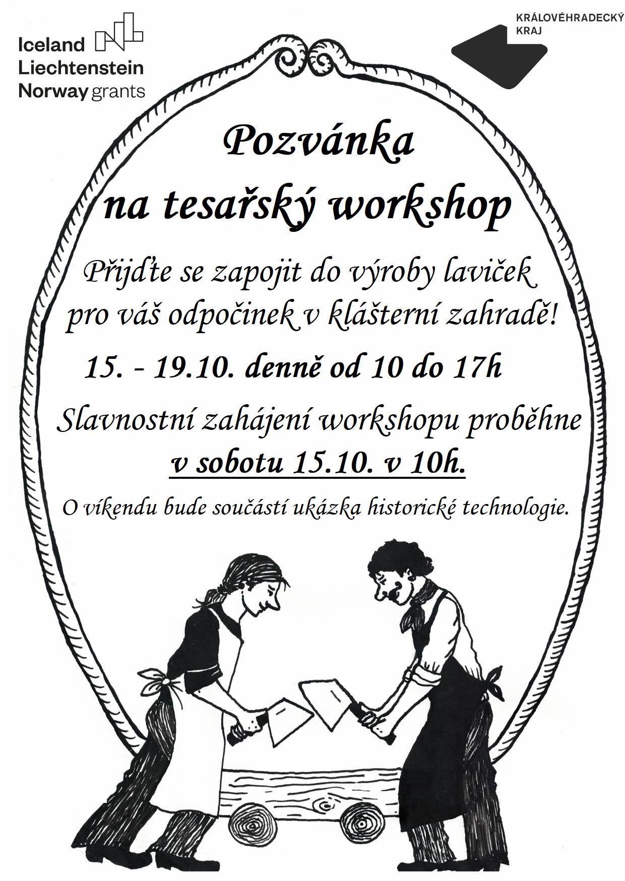 Veřejnost pod vedením norských tesařů vyrobí lavičky pro klášterní zahrady v Opočně 