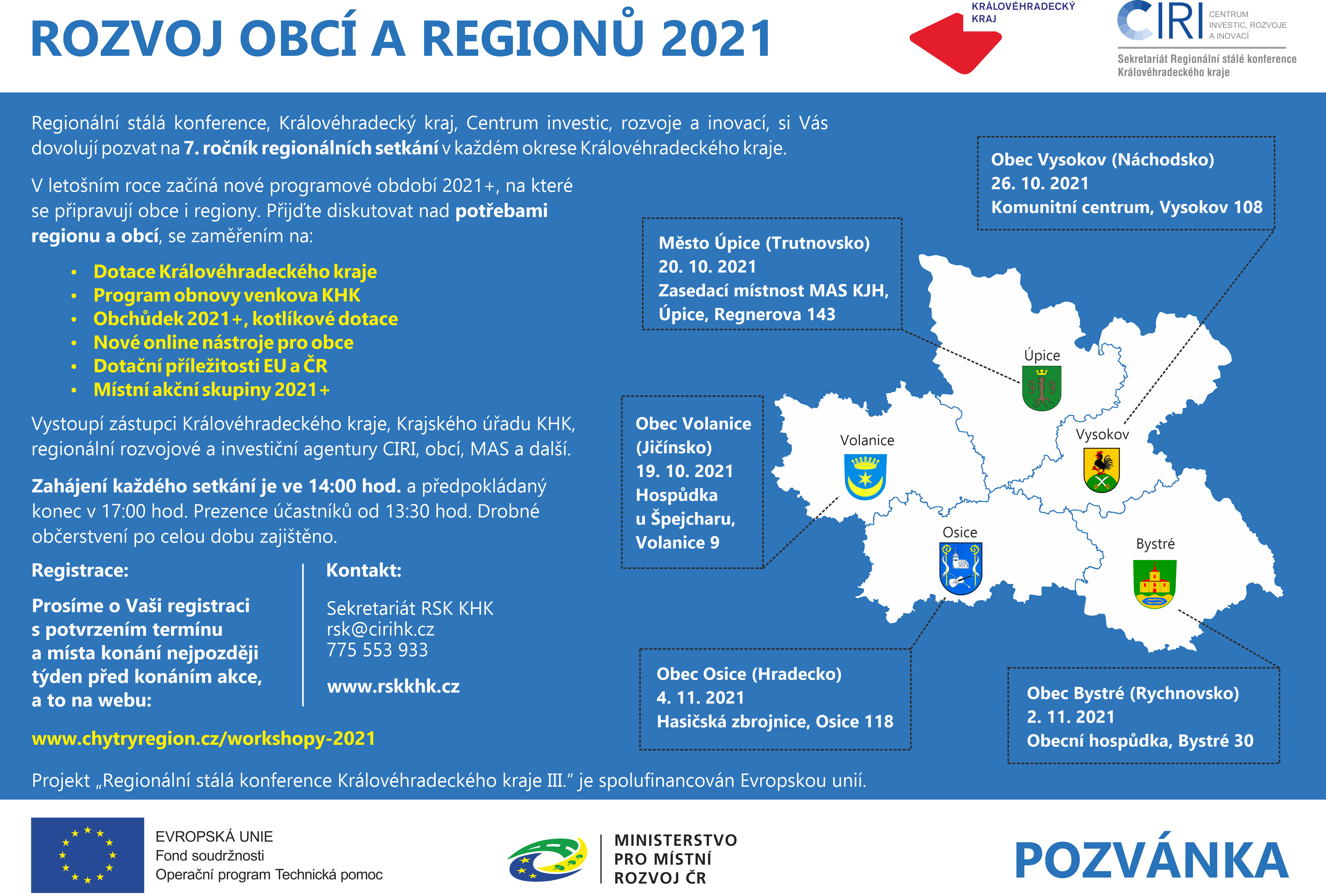 Regionální stálá konference představí dotační programy v novém období