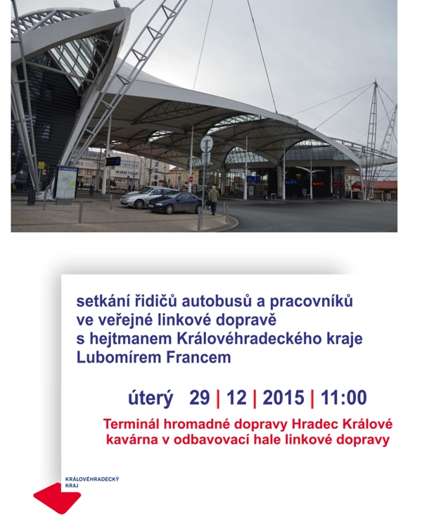 Hejtman Franc se potká s řidiči autobusů veřejné dopravy. Přijďte diskutovat, vyzývá je