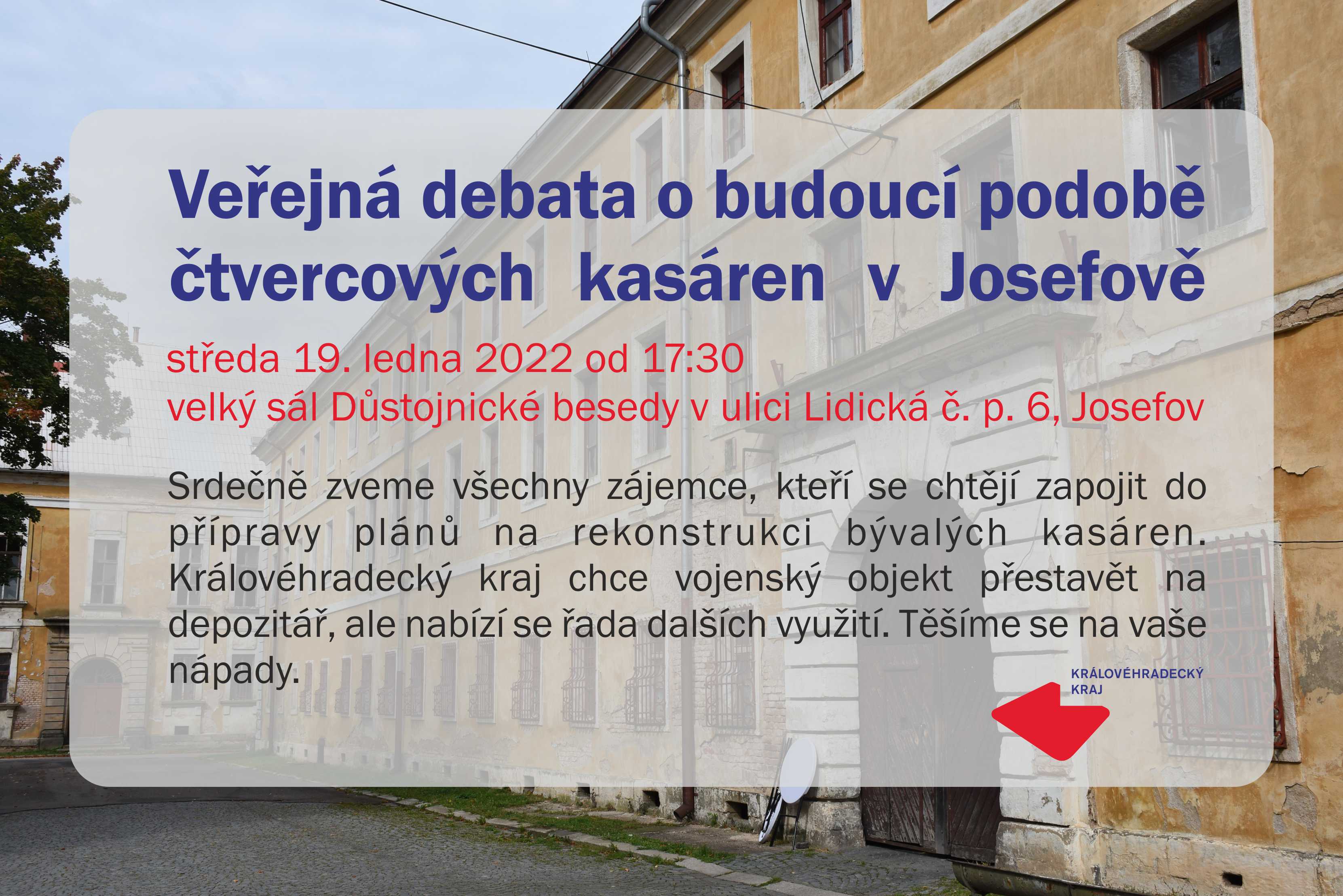 Veřejnost se může zapojit do plánování rekonstrukce čtvercových kasáren v Josefově