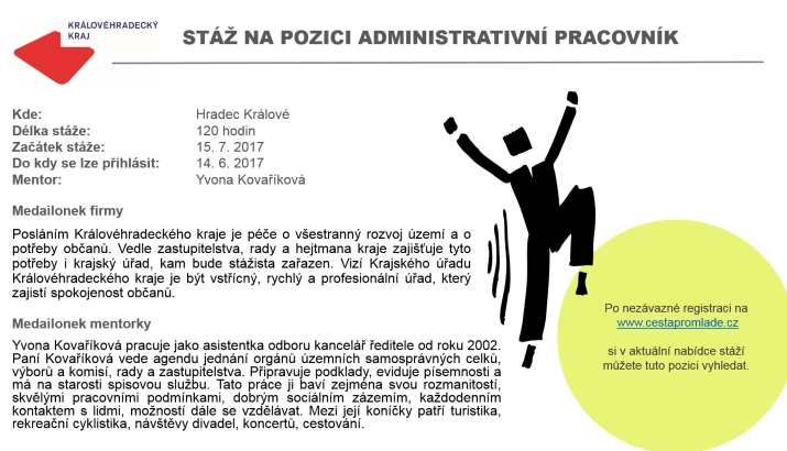 Královéhradecký kraj nabízí stáž pro studenty na pozici administrativní pracovník krajského úřadu