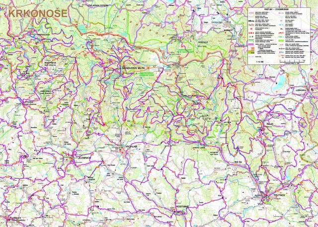 view of cycle map of Krkonoše Mountains