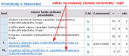 odkazy na zvzukové záznamy